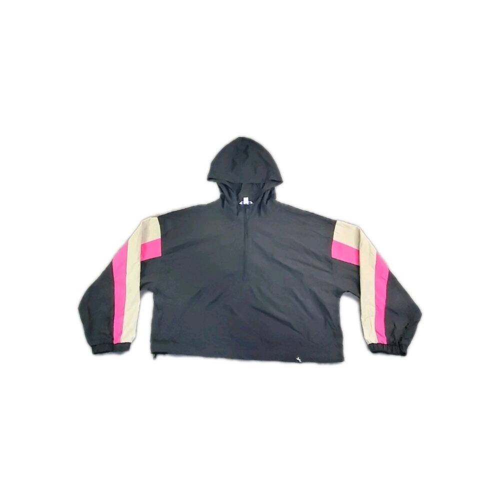 Joy Lab Women's Size L Pullover Windbreaker Black Pink Winter C24
